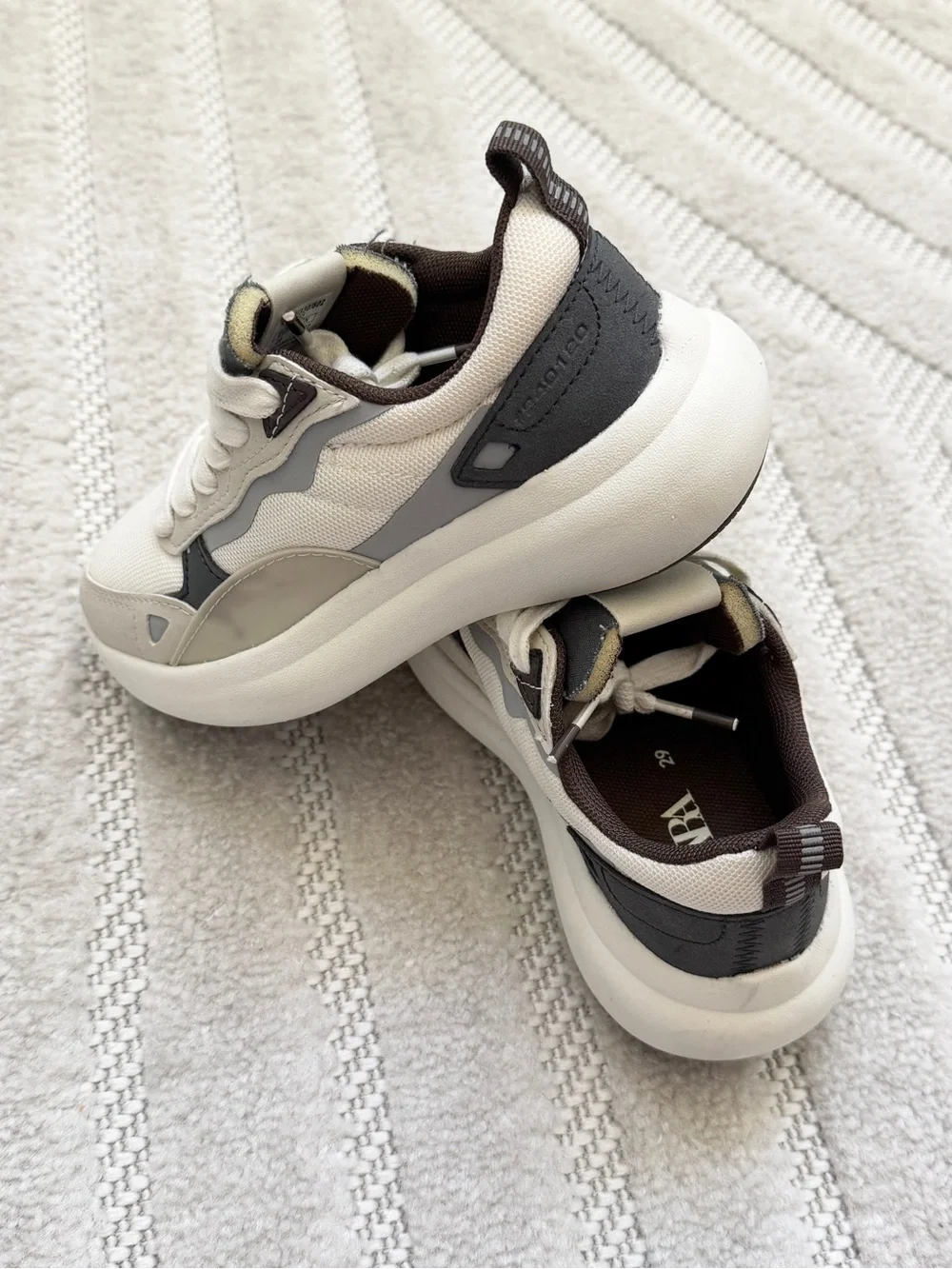 Zara Beige, Cream & Black Kids' Sneakers